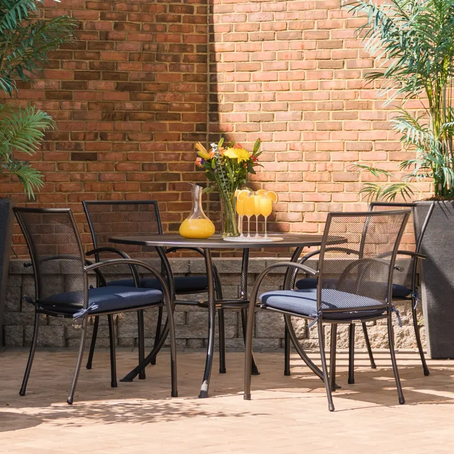 Pilano 5-Piece Wrought Iron Outdoor Dining Set - Image 1