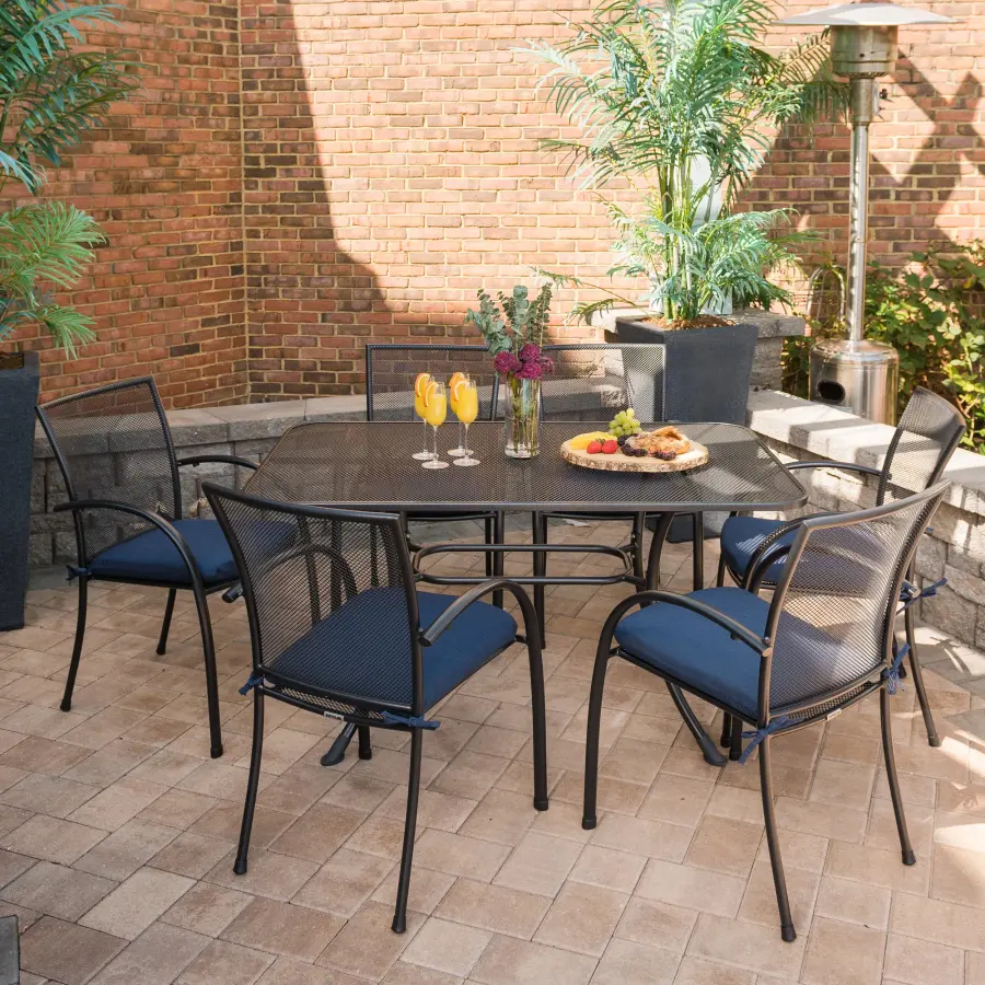 Pilano 7-Piece Wrought Iron Outdoor Dining Set - Image 1
