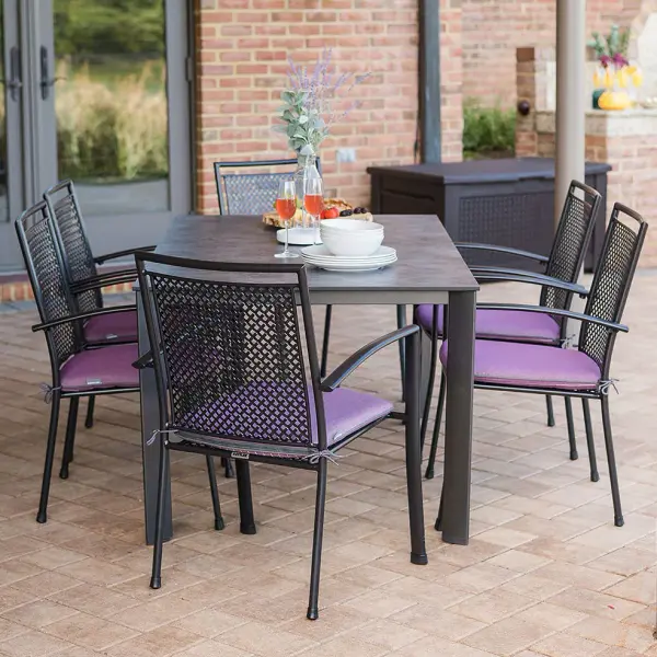 Reno 7-Piece Wrought Iron Outdoor Dining Set - Image 1