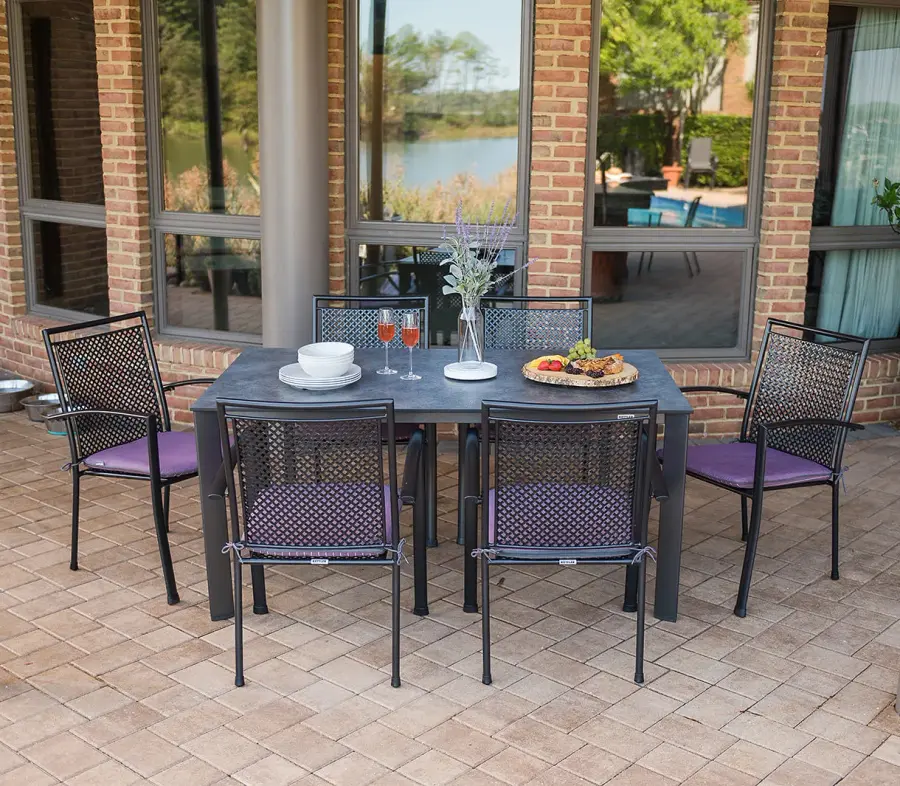 Reno Wrought Iron Stackable Arm Chair - Set of 6 - Image 2