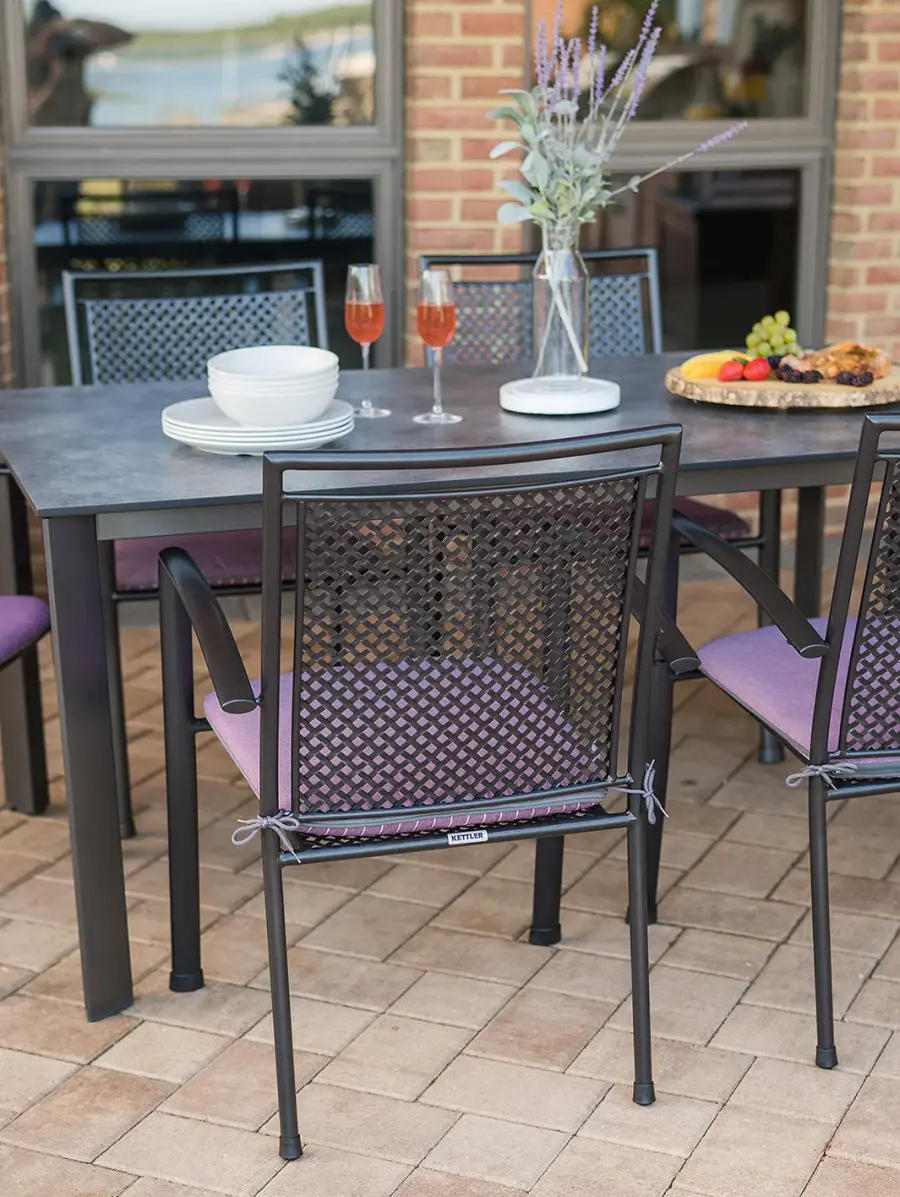 Reno Wrought Iron Stackable Arm Chair - Set of 6 - Image 7