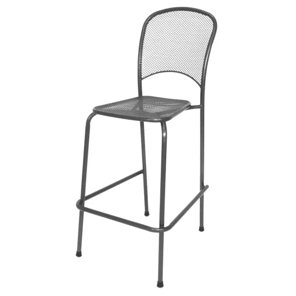 The Carlo Stackable Bar Chair combines weather-resistant metal mesh construction with ergonomic comfort. Features proprietary Electrotherm coating that resists fading and stays cooler to touch, plus stackable design for easy storage.