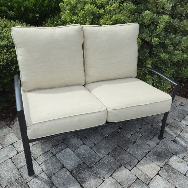 The Reno Deep Seating Loveseat combines contemporary style with exceptional outdoor durability. Features proprietary Electrotherm coating, fully-welded frame, and quick-drying cushions for year-round comfort.