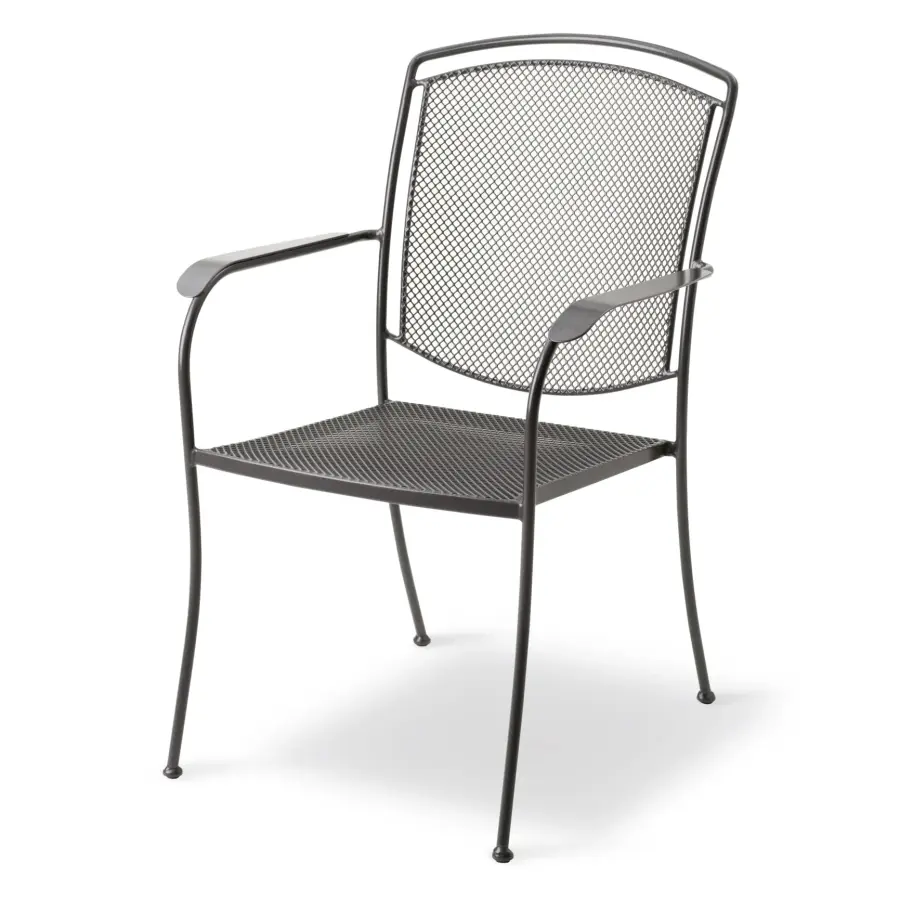 Henley Wrought Iron Mesh Stackable Arm Chair - Set of 6 - Image 1