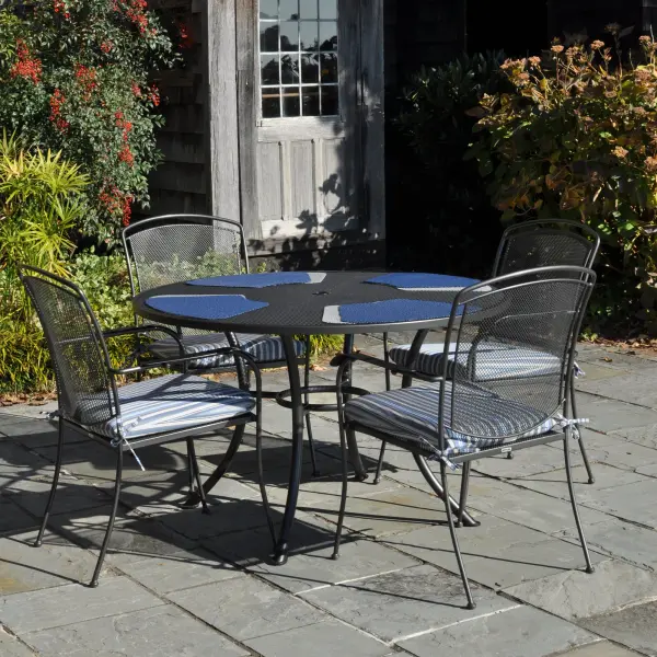 Henley Wrought Iron Mesh Stackable Arm Chair - Set of 4 - Image 3