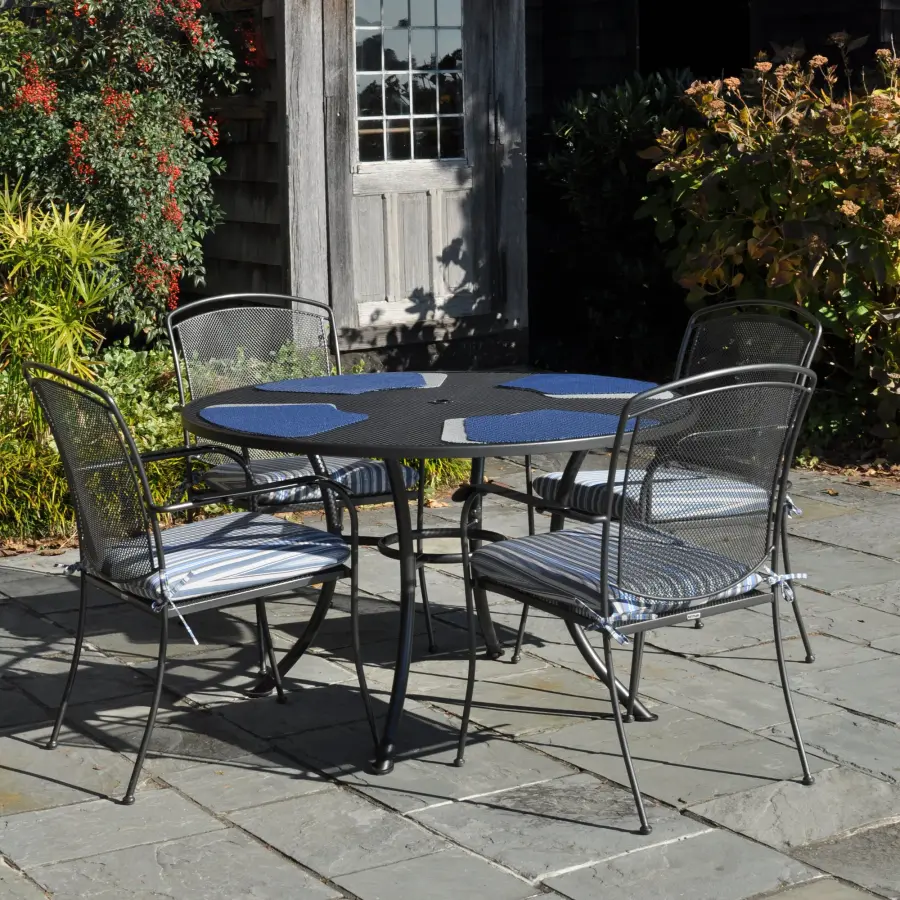 Henley Wrought Iron Mesh Stackable Arm Chair - Set of 4 - Image 3