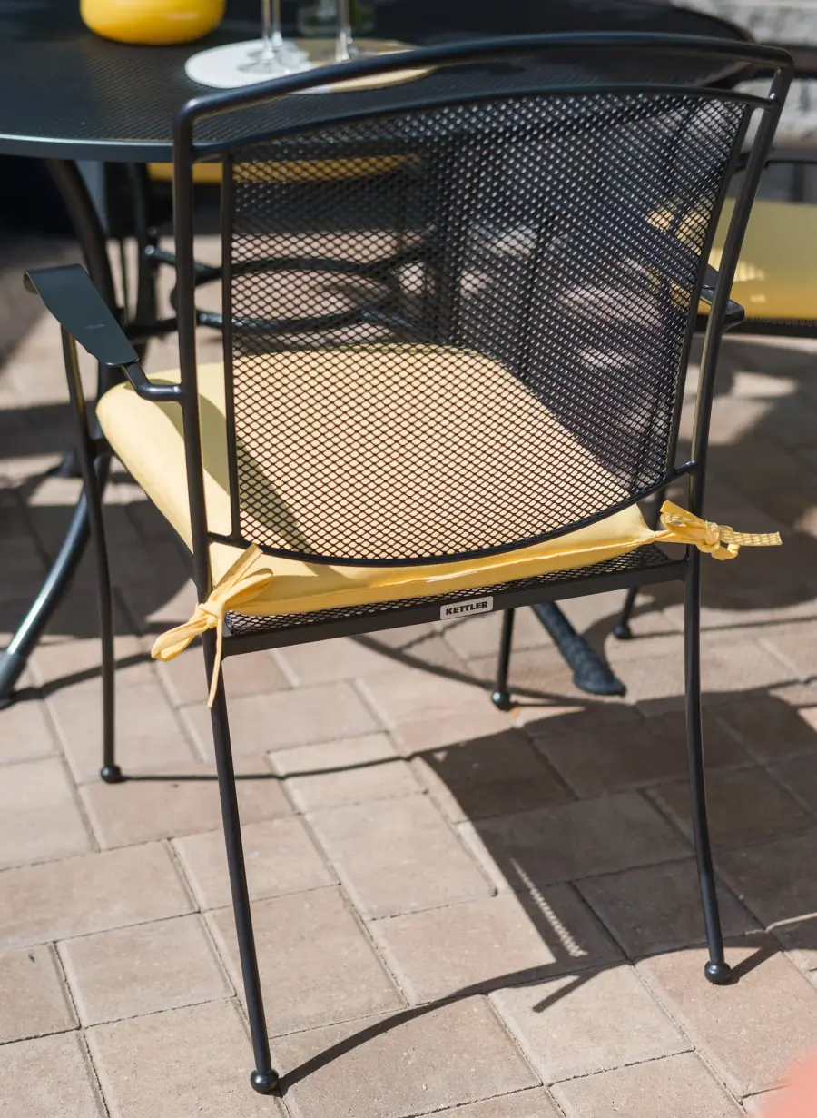 Henley Wrought Iron Mesh Stackable Arm Chair - Set of 4 - Image 5