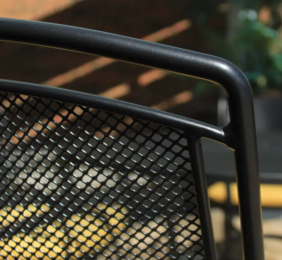 Henley Wrought Iron Mesh Stackable Arm Chair - Set of 4 - Image 7