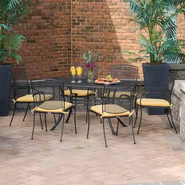 Henley Wrought Iron Mesh Stackable Arm Chair - Set of 6 - Image 2