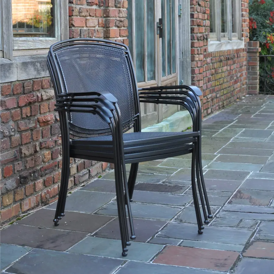 Henley 5-Piece Wrought Iron Mesh Dining Set - Image 6