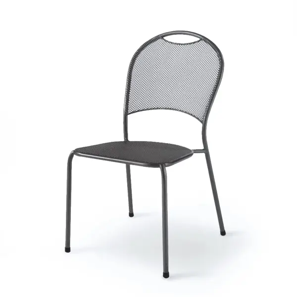 The Monte Carlo Side Chair combines contemporary aesthetics with practical functionality. Featuring die-cast aluminum armrests, proprietary Electrotherm coating, and stackable design, it's ideal for outdoor dining and commercial spaces.