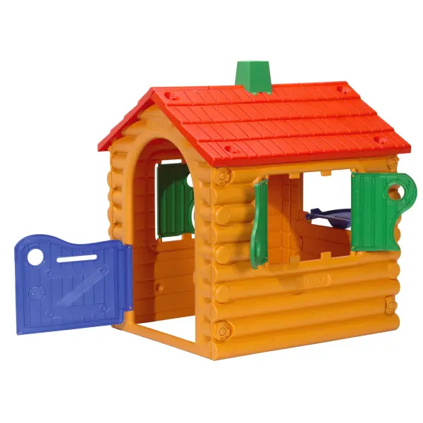 The Hut Playhouse brings outdoor adventure to life with its authentic log cabin design, functional half door, shuttered windows, and serving counter. Perfect for imaginative play and social interaction. - alternate view