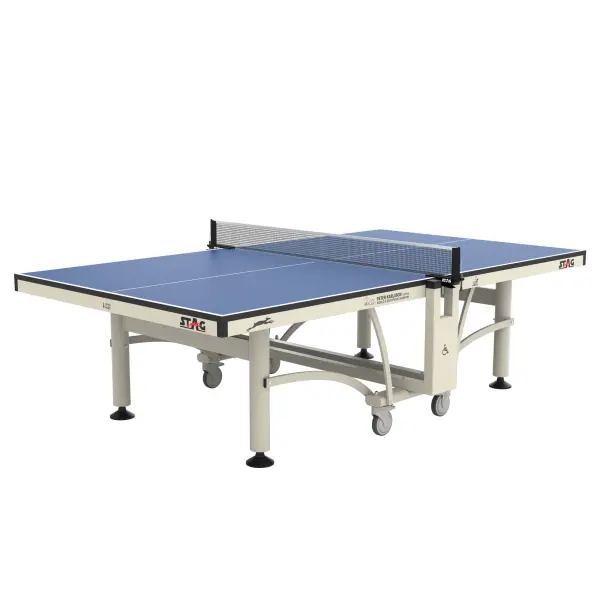 The Peter Karlsson Competition delivers professional-grade performance with a 25mm wood top for exceptional bounce quality. Features centerfold design, wheelchair accessibility, and smooth operating system for safe transport and storage.