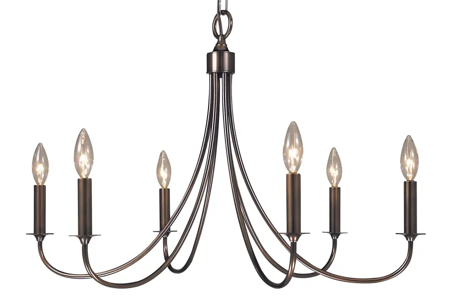 Six Light Chandelier in Mahogany Bronze