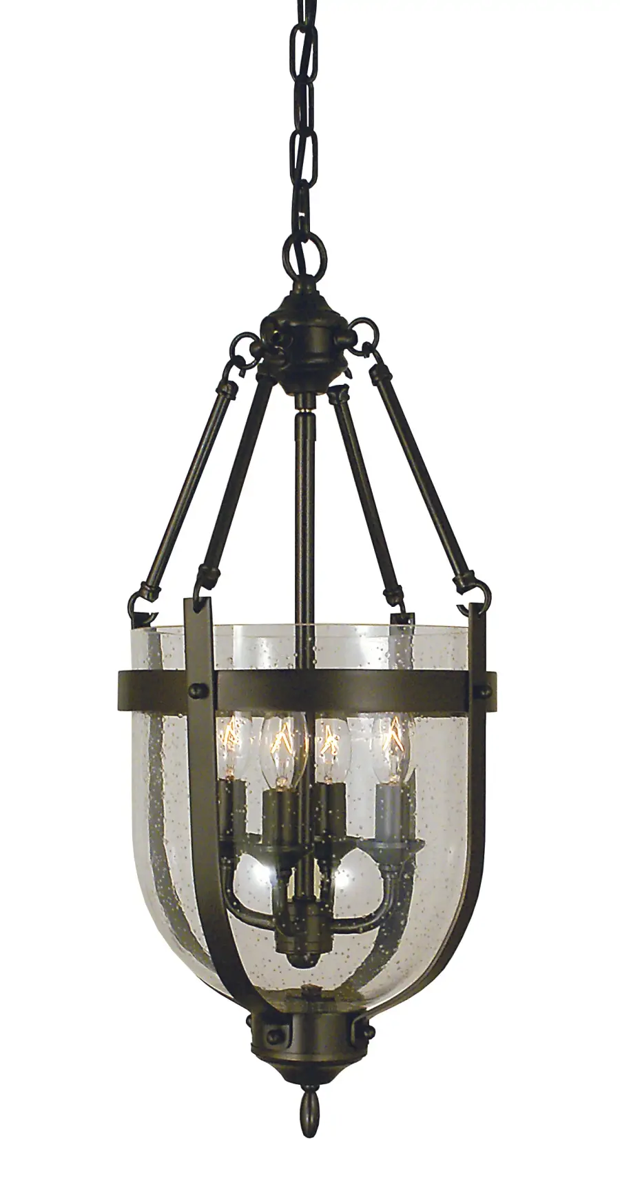 Four Light Chandelier in Antique Brass