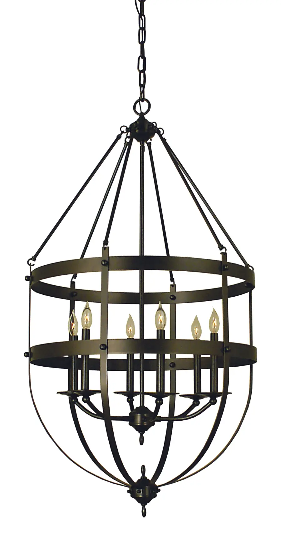 Six Light Foyer Chandelier in Antique Brass