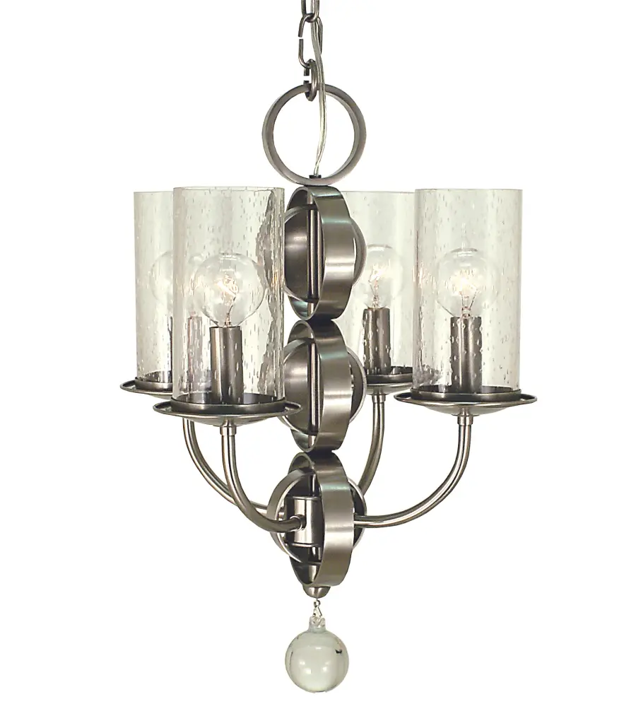 Four Light Chandelier with Seeded Glass