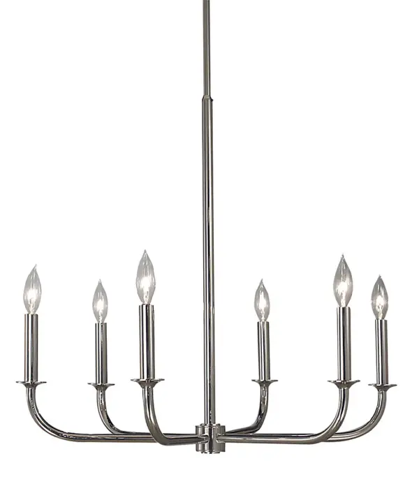 Moderne 6-Light Polished Silver Dining Chandelier
