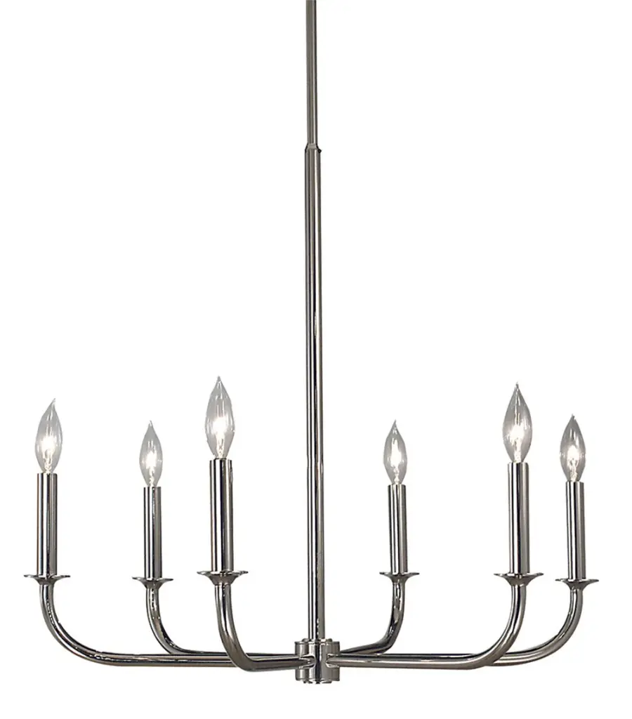 Moderne 6-Light Polished Silver Dining Chandelier