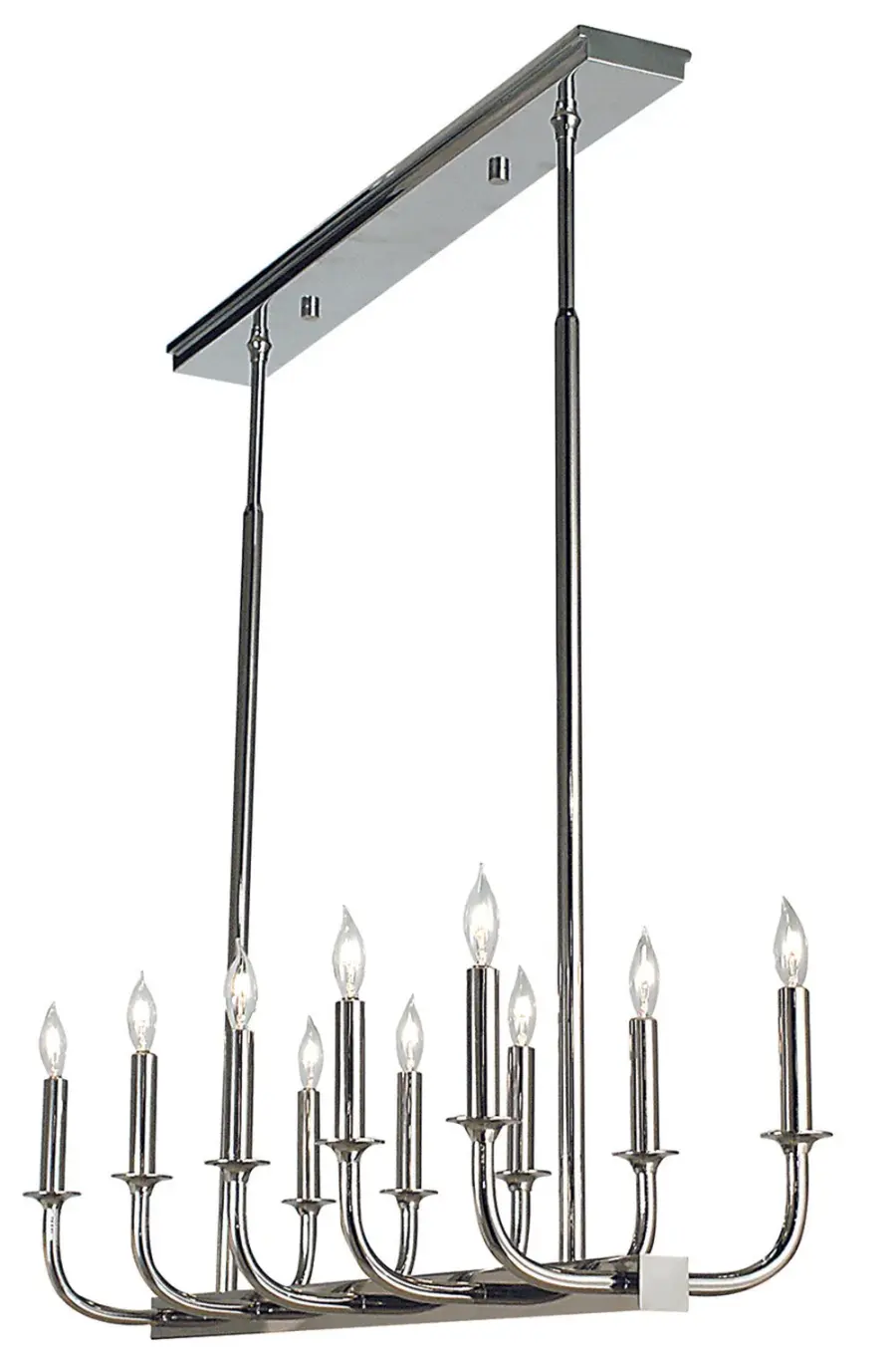 Moderne 10-Light Polished Silver Dining Chandelier
