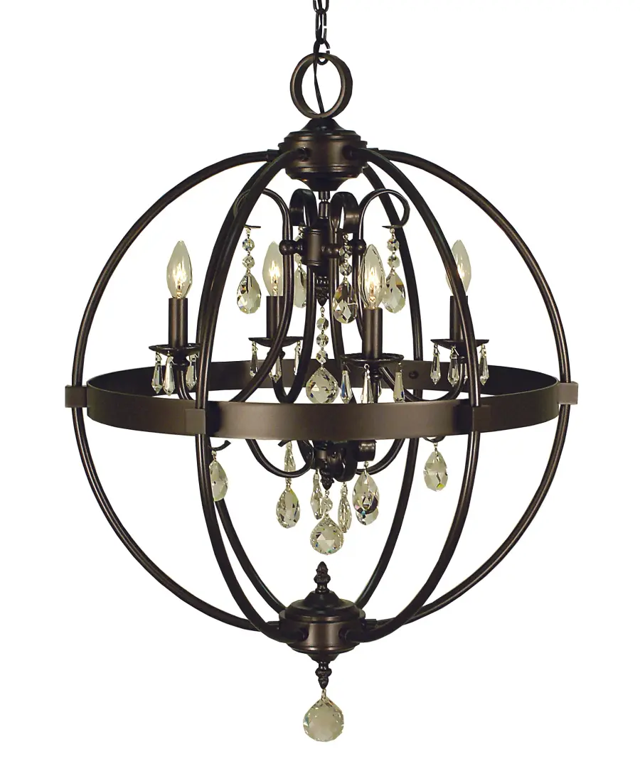 Four Light Chandelier with Seeded Glass