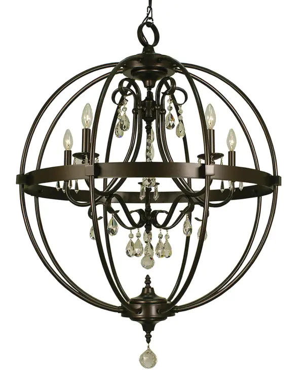 Compass 5-Light Foyer Chandelier in Mahogany Bronze - Image 1