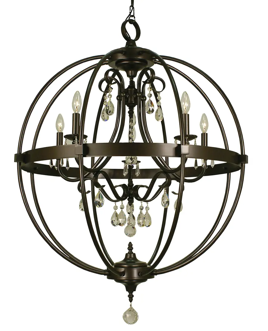 Five Light Foyer Chandelier with Seeded Glass