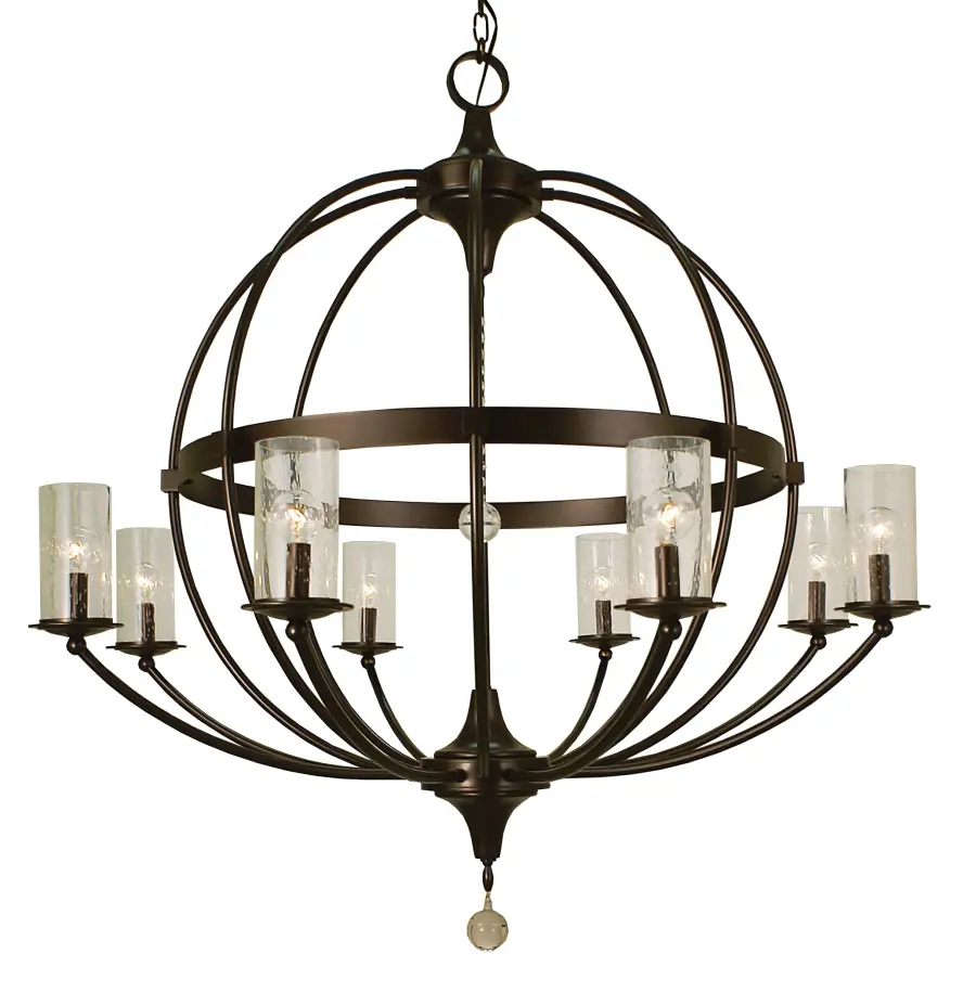 Eight Light Foyer Chandelier with Seeded Glass