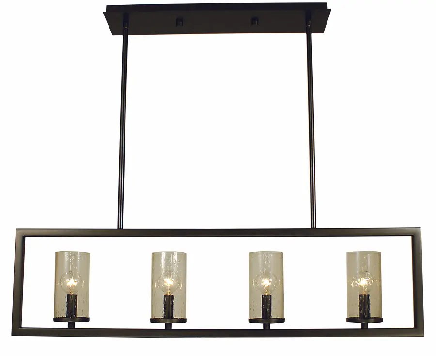 Four Light Island Chandelier in Matte Black