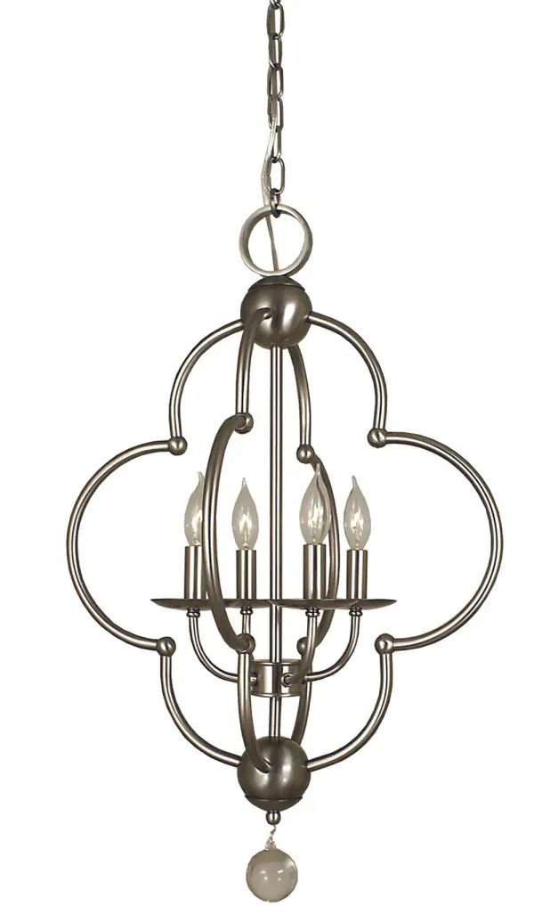 Quatrefoil 4-Light Brushed Nickel Chandelier