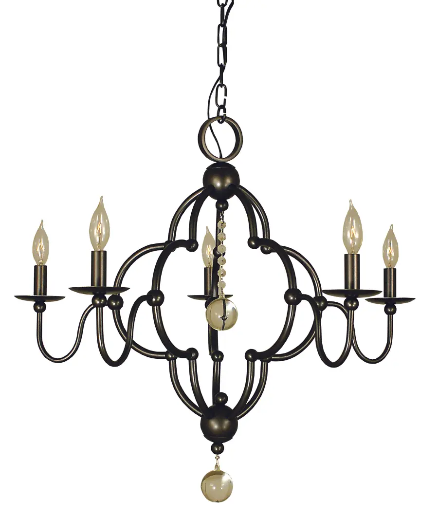 Five Light Chandelier in Antique Brass