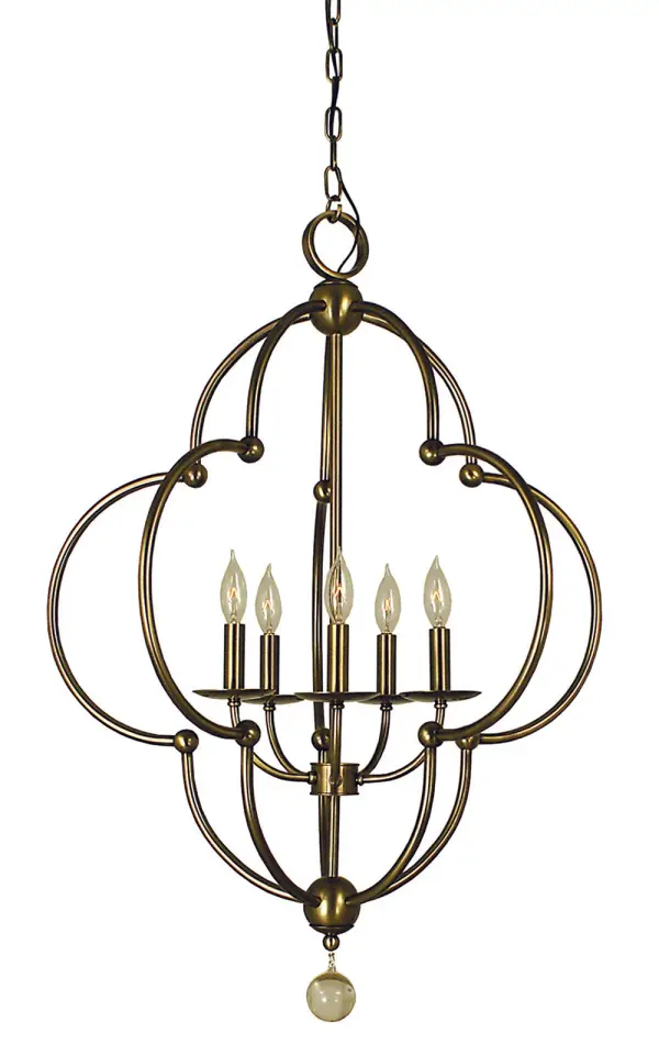 Quatrefoil 5-Light Antique Brass Dining Chandelier
