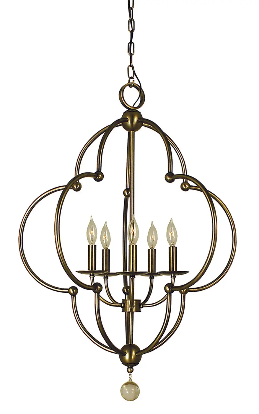 Quatrefoil 5-Light Antique Brass Dining Chandelier