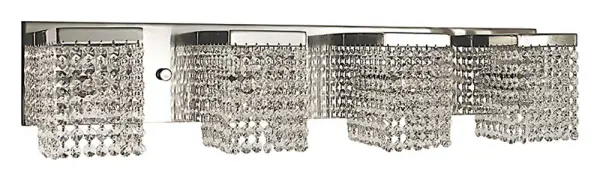 The Gemini sconce combines contemporary design with classic crystal elegance. Its 30-inch width makes a bold statement, while the polished silver finish and clear crystal accents add sophisticated sparkle to any space.