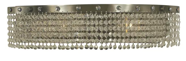 This two-light wall sconce features cascading crystal strands that create a glamorous, light-catching effect. The brushed nickel finish provides a sophisticated backdrop for the sparkling crystals. Made in the USA with quality craftsmanship.