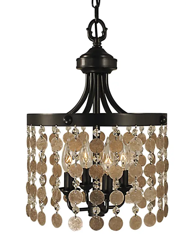 The Naomi 4-Light Chandelier brings timeless elegance to smaller dining areas with its compact 12-inch width and classic candle-style design. The rich Mahogany Bronze finish adds warmth and sophistication.