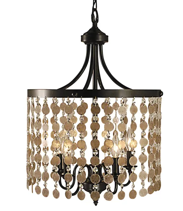 The Naomi 5-Light Chandelier brings timeless traditional charm with its candle-style design and rich Mahogany Bronze finish. Compact at 17 inches wide, it's perfectly scaled for smaller dining spaces while delivering elegant ambiance.