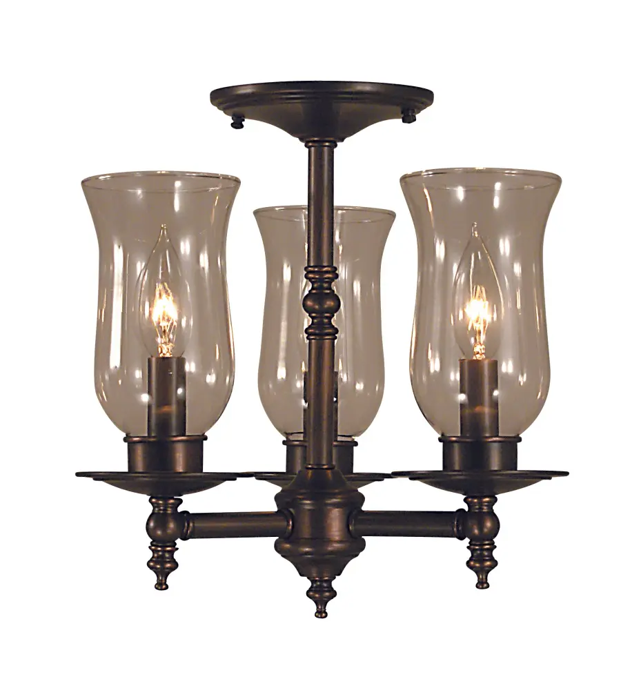 Three Light Flush Mount in Antique Brass