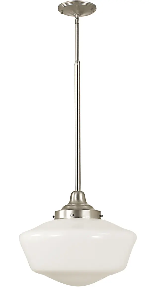 Taylor 1-Light Brushed Nickel Pendant with White Schoolhouse Glass