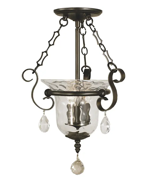 These modelled glass urns are playfully trimmed with crystal and rectangular link chain. Every Framburg lighting product is manufactured in the USA.