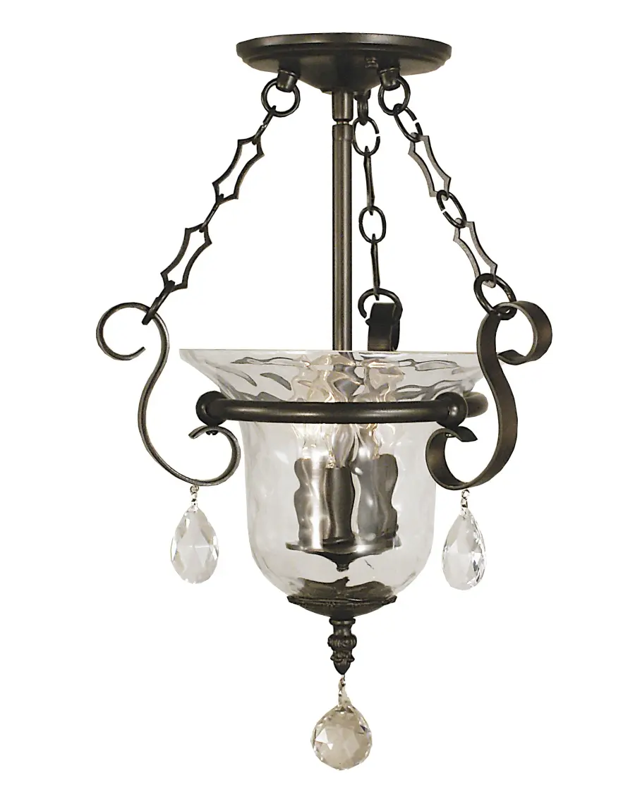 Three Light Flush Mount with Crystal Accents
