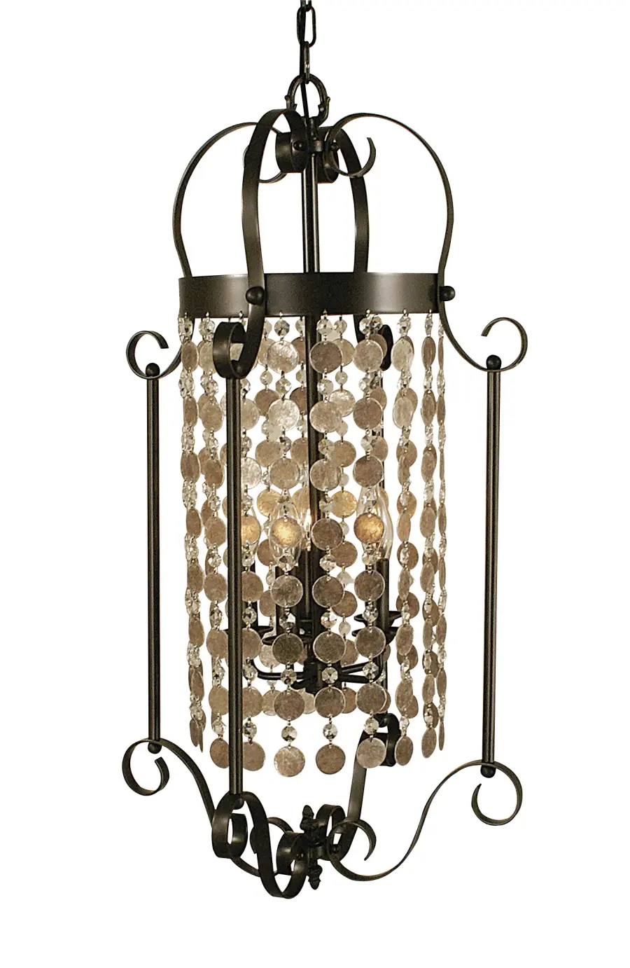 Five Light Foyer Chandelier with Crystal and Mica