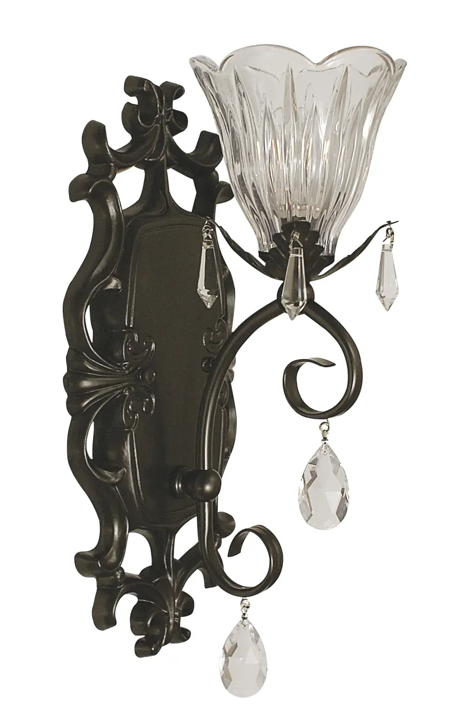 Matte Black Crystal-Trimmed Wall Sconce