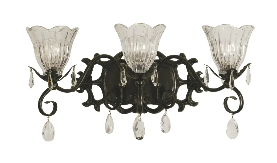 Three Light Wall Sconce in Matte Black