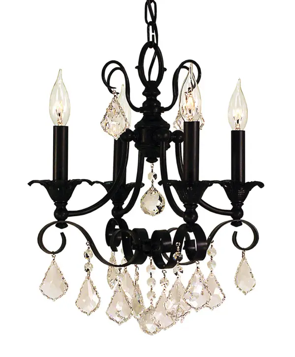 The Liebestraum 4-Light Chandelier brings sophisticated style to smaller dining areas with its matte black finish and compact 14-inch width. Perfect for breakfast nooks and dinettes, it provides ample illumination while maintaining an airy presence.