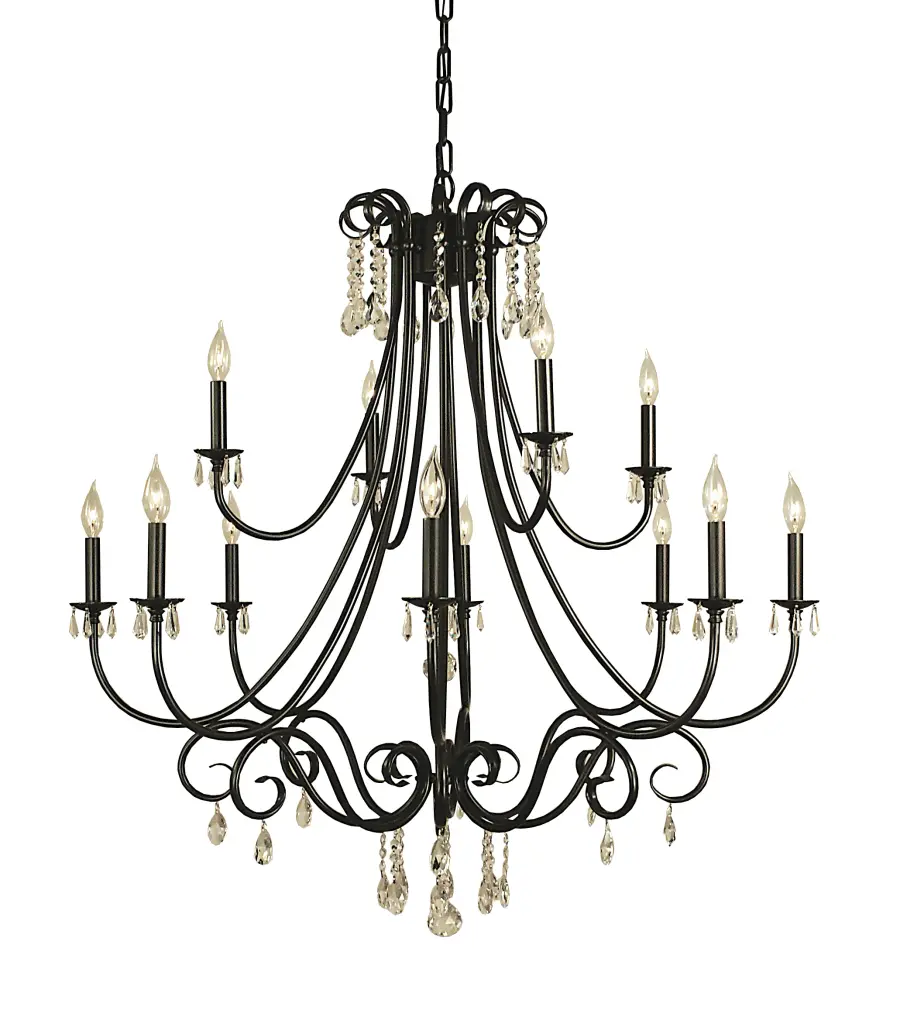 12-Light Foyer Chandelier in Matte Black