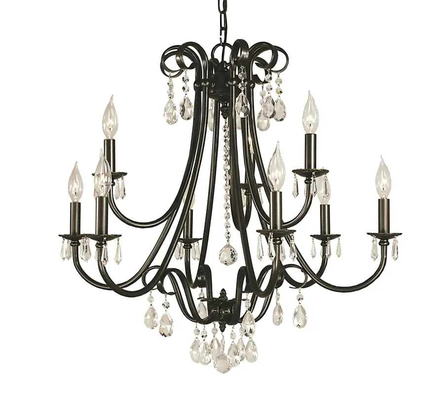 Nine Light Chandelier in Matte Black