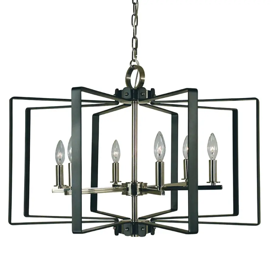Camille 6-Light Chandelier in Polished Nickel with Matte Black - Image 1