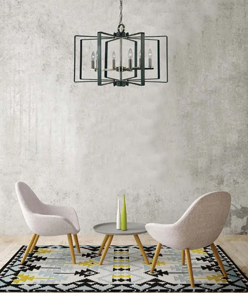 Camille 6-Light Chandelier in Polished Nickel with Matte Black - Image 2