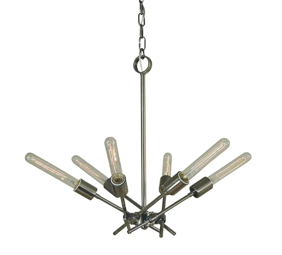 Quasar 6-Light Chandelier in Polished Nickel